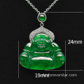 18k Weißgold imperial grün Jadeit Buddha Anhänger